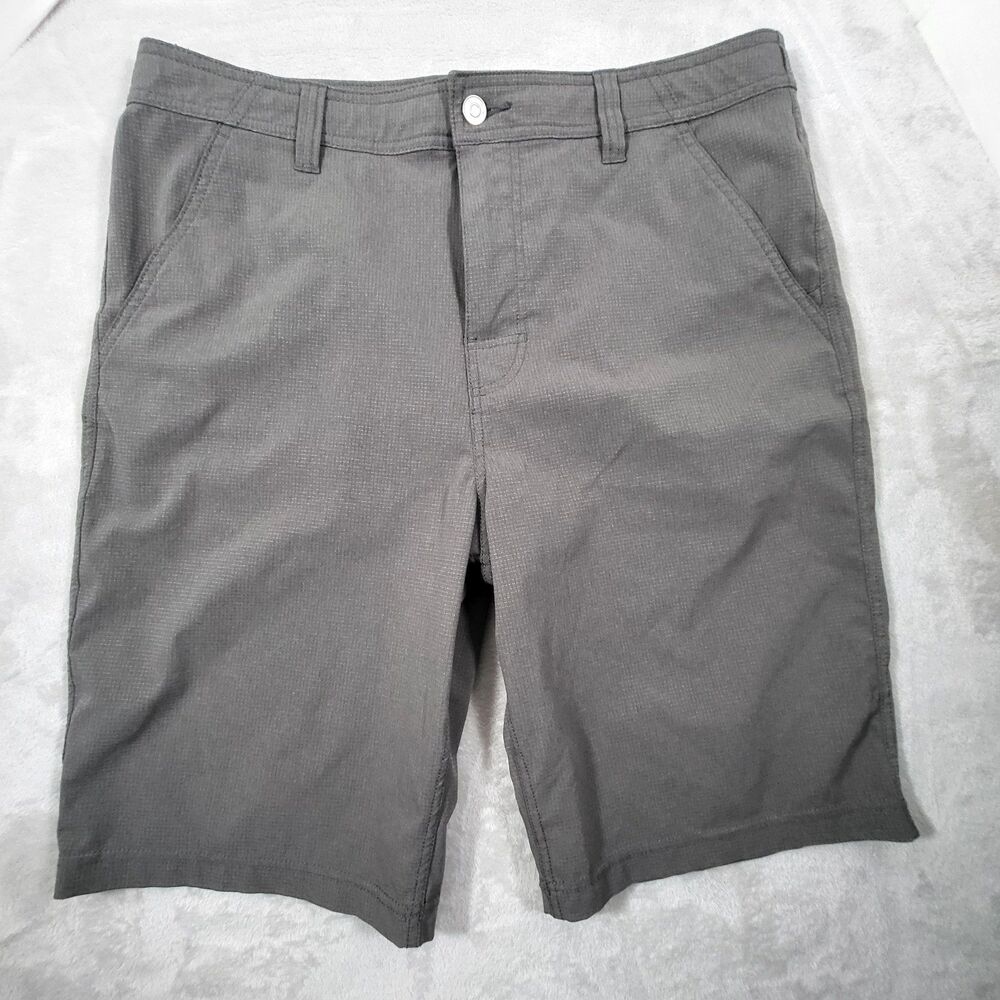 prAna Hybridizer Shorts Mens 36 Charcoal Gray Stretch Performance 10" Inseam
